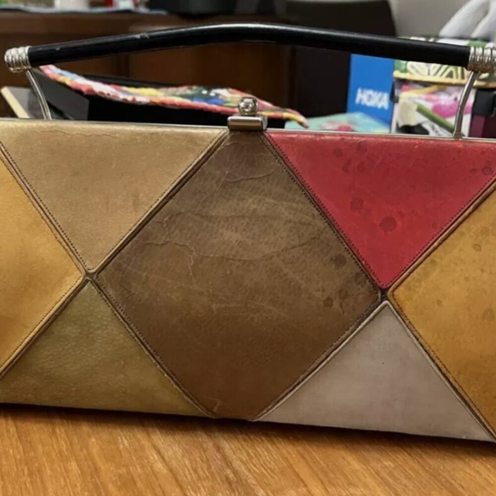Vintage Patchwork Purse Multi-Color Leather and Patent Leather Lewis Design